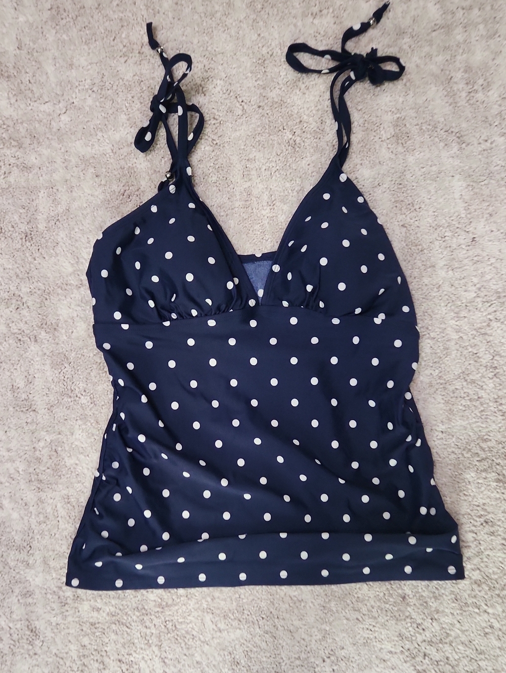 Kona Sol Navy and White Polka Dot One-Piece Swim Top